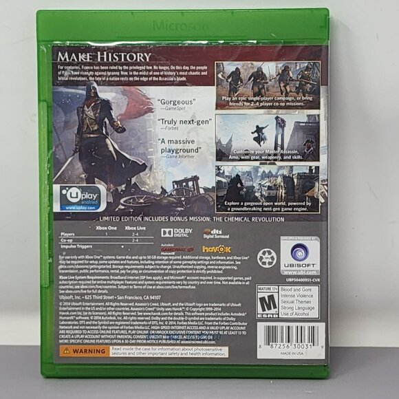 Assassins Creed Unity Xbox One Limited Edition Untested - Picture 2 of 7